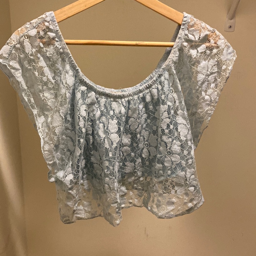 Baby Blue Lace Crop Top Size M